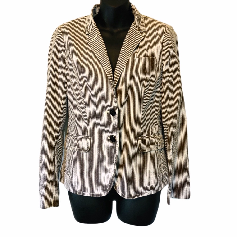 J.Crew Boyfriend Blazer Blue Seersucker Sz…